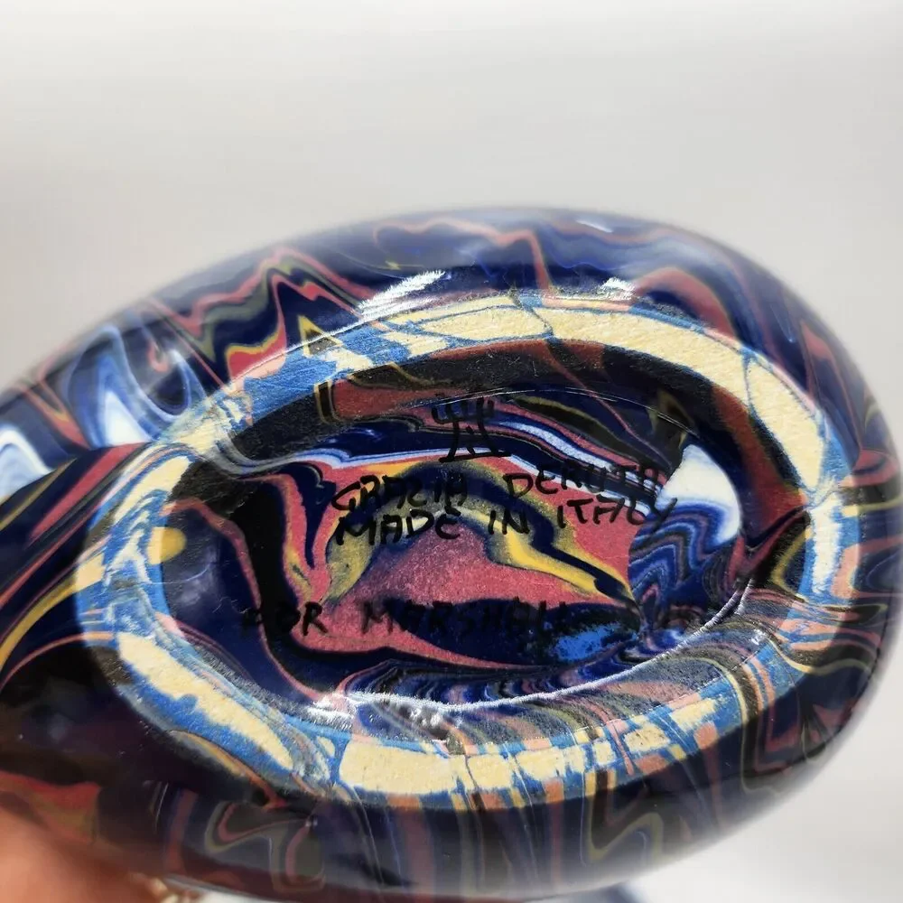 Vintage 2 Grazia Deruta Blue Swirl Pottery Egg Shape Ceramic Trinket Boxes Rare